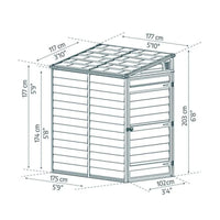 4′ X 6′ Palram Canopia Grey Skylight Pent Plastic Shed (1.17M X 1.77M)