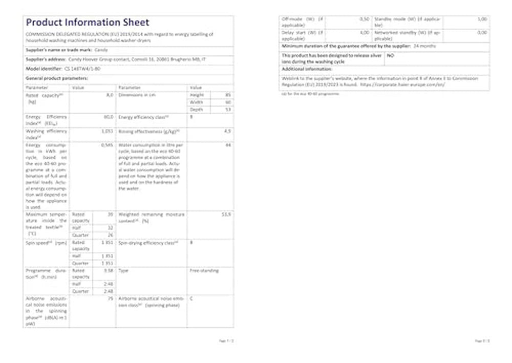 Candy Freestanding Washing Machine